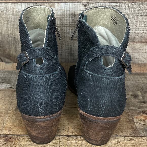 Matisse Folk Ankle Boots Booties Peep Toe Black Scaled Leather Size 7.5 - Picture 8 of 11